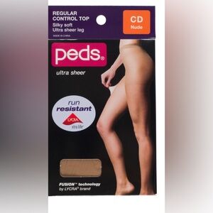 Peds Ladies Fusion Run Resistant Control Top Pantyhose, Nude, size‎ CD new